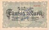 Großnotgeld De. 50 Mk. -MUSTER- Gevelsberg , Banknote 50 Mark --MUSTER-- Schein in F-kfr. Geiger 177.03.M , NRW -