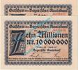 Inflation De. 2 x 10 Mio. Mk. München , Banknoten 2 x 10 Millionen Mark -KN fortlaufend- in kfr. Keller 3657.d -