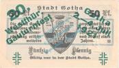 Notgeld De 50 Pf. Nr.2 -Aufdruck grün- Gotha , Notgeld 50 Pfennig Nr.2 -Gauturnfest- in kfr. M-G 456.4.c Thüringen 1921 -