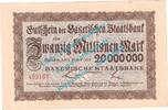 Großnotgeld Inflation 20 Mio. Mk. München , Notgeld 20 Millionen Mark Schein in kfr. Keller 3657.d , Bayern 1923 -