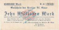 Inflation DE 10 Mio. Mk. St. Goar , Notgeld 10 Millionen Mark Schein in kfr. Keller 4716.b Rheinland 1923 -