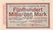 Inflation DE 500 Mia. Mk. St. Goar , Notgeld 500 Milliarden Mark Schein in kfr. Keller 4716.d RHL von 1923 -