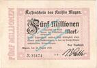 Inflation DE 5 Mio. Mk. Mayen , Notgeld 5 Millionen Mark Schein in gbr. Keller 3487.f , Rheinland 1923 -