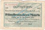 Großnotgeld 1922 500 Mk. Neuwied - Rasselstein , Notgeld 500 Mark Schein in S-gbr. Müller 3310.1 RHL 1922 -