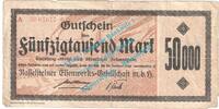Großnotgeld 1922 50.000 Mk. Neuwied - Rasselstein , Notgeld 50.000 Mark Schein in gbr. Keller 3907.a , RHL -
