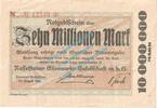 Inflation DE 10 Mio. Mk. Neuwied - Rasselstein , Notgeld 10 Million Mark Schein in gbr. Keller 3907... -