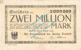 Inflation DE 2 Mio. Mk. Neuwied , Notgeld 2 Millionen Mark Schein in gbr. Keller 3903.r , Rheinland 1923 -