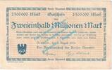 Inflation DE 2,5 Mio. Mk. Neuwied , Notgeld 2,5 Millionen Mark Schein in gbr. Keller 3903.t RHL von 1923 -