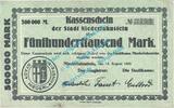 Inflation DE 500.000 Mk. Niederlahnstein , Notgeld 500.000 Mark Schein in gbr. Keller 3918.c Hessen 1923 -