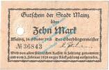 Großnotgeld DE 10 Mk. Mainz , Notgeld 10 Mark Schein in gbr. Geiger 341.03-04 Hessen 1918 Grossnotgeld -