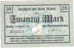 Großnotgeld 1918 DE 20 Mk. Mainz , Notgeld 20 Mark Schein in gbr. Geiger 341.05-06 Hessen 1918 Grossnotgeld -