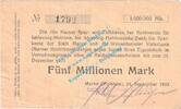 Großnotgeld Inflation DE 5 Mio. Mk. Marne , Notgeld 5 Millionen Mark Schein in gbr. Keller 3474 , Schleswig 1923 -
