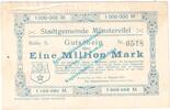 Großnotgeld Inflation DE 1 Mio. Mk. Münstereifel , Notgeld 1 Million Mark Schein in gbr. Keller 3692.a , Rheinland -