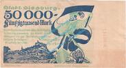 Inflation DE 50.000 Mk. Siegburg , Notgeld 50.000 Mark Schein in gbr. Keller 4775.c , Rheinland von 1923 -