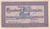 Inflation DE 100 Mio. Mk. Siegburg , Notgeld 100 Millionen Mark Schein in gbr. Keller 4777.d , Rheinland -