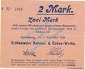 Notgeld 1914/15 2 Mk. Gottesberg , Notgeld 2 Mark Schein in gbr. Diessner 129.3.b Niederschlesien 1914 -