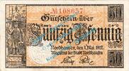 Notgeld DE 50 Pf. Nordhausen , Notgeld 50 Pfennig Schein in gbr. Tieste 5175.05.10 , SA von 1917 -