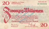 Inflation DE 20 Mio. Mk. Dresden , Notgeld 20 Millionen Mark Schein in gbr. Bühn 1310.12 , Sachsen 1923 -