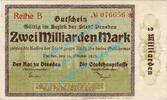 Inflation DE 2 Mia. Mk. Dresden , Notgeld 2 Milliarden Mark Schein in gbr. Bühn 1130.19 , Sachsen 1923 -