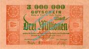 Inflation DE 3 Mio. Mk. Dresden , Notgeld 3 Millionen Mark Schein in L-gbr. Bühn 1130.13 , Sachsen 1923 -