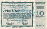 Wertbeständig DE 10 Pf. Gold -MUSTER- Dresden , Notgeld 10 Goldpfennig -MUSTER- Schein in L-gbr. Bühn 1181.1.d , Sachs -