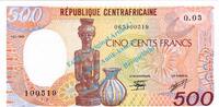 500 Francs 1989 Zentralafrika Banknote Zentralafrikanische Republik , 500 Francs Schein von 1989 in unc - kfr 1 bis 1-