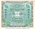 Alliierte Militärbehörde 1/2 Mk. Banknote über 1 halbe Mark , AMB-1.a, Ros.200, P.191 US-Druck , Alliierte 1944 -