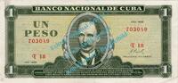 Kuba - Cuba 1 Peso Banknote Kuba - Cuba , 1 Peso Schein -J. Marti- von 1968 in a-unc - f-kfr -
