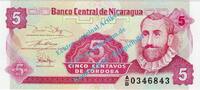 Nicaragua 5 Centavos Banknote Nicaragua , 5 Centavos Schein -F.H.Cordoba- ND 1991 in unc - kfr -