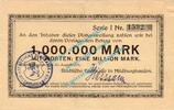 Inflation DE 1 Mio. Mk. Hildburghausen , Banknote 1 Million Mark Schein in gbr. Keller 2369.a , TH 1923 -