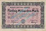 Inflation 1923 DE 50 Mia. Mk. Hüfingen , Banknote 50 Milliarden Mark Schein in gbr. Keller 2464.a , Baden 1923 -