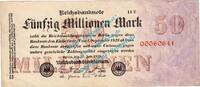 Weimarer Republik - Inflation 50 Mio. Mk. Banknote , 50 Millionen Mark Schein -T- in gbr. DEU-109.c, Ros.97, P.98, 1923 -