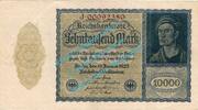 Weimarer Republik - Inflation 10.000 Mk. Banknote , 10.000 Mark Schein in gbr. DEU-78.b, Ros.69, P.72, von 1922 -