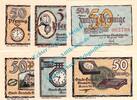 Serienscheine DE 6 x 50 Pf. kpl. Glashütte , Notgeld Set mit 6 x 50 Pfennig Schein in kfr. M-G 430.1 Sachsen 1921 -