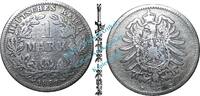Deutsches Reich 1 Mk. Kursmünze deutsches Reich , 1 Mark Stück -kl. Adler- von 1881 D , J.9 -0593- -