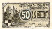 Notgeld DE 50 Pf. Sigmaringen , 50 Pfennig Schein -OWZ- in kfr-unc 6905.05.10 , Hohenzollern 1920 -