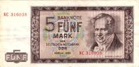 DDR Notenbank 5 Mk. Banknote , 5 Mark Schein in gbr. DDR-16, Ros.354, P.22, DDR 1964 deutsche Notenb -