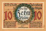 Kleingeld 1914-1922 10 Pf. -Fehldruck- Lindenberg , 10 Pfennig --FEHLDRUCK-- J in kfr-unc , Ti.4115.... Bayern 1918 -