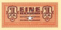 3. Reich - Wehrmacht 1 Mk. Banknote , 1 Mark Schein -A- in kfr. DWM-6, Ros.505, M.36, Wehrmacht - 3.Reich -