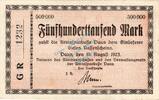 Inflation DE 500.000 Mk. Daun , Banknote 500.000 Mark Schein in gbr. Keller 962.a , Rheinland 1923 -