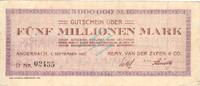Inflation DE 5 Mio. Mk. Andernach , Banknote 5 Million Mark Schein in gbr. Keller 99.c , Rheinland 1923 -