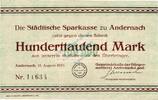 Inflation DE 100.000 Mk. Andernach , Banknote 100.000 Mark Schein in gbr. Keller 98.a , Rheinland 1923 -