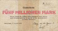 Inflation DE 5 Mio. Mk. Andernach , Banknote 5 Million Mark Schein in gbr. Keller 99.a , Rheinland 1923 -