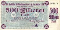 Inflation DE 500 Mio. Mk. Herten , Banknote 500 Millionen Mark Schein in gbr Keller 2358.h. Westfalen 1923 -