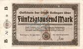 Inflation DE 50.000 Mk. Solingen , Banknote 50.000 Mark Schein in gbr Keller 4809.a , Rheinland 1923 -