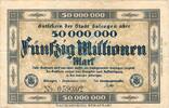 Inflation DE 50 Mio. Mk. Solingen , Banknote 50 Millionen Mark Schein in gbr. Keller 4809.g RHL von 1923 -