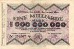 Inflation DE 1 Mia. Mk. Solingen , Banknote 1 Milliarde Mark Schein in gbr. Keller 4809.q Rheinland 1923 -