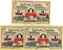 Serienscheine DE 3 Scheine kpl. --Nummerngleich-- Bremen , Notgeld Set mit 3 Scheinen --Nummerngleich-- in kfr. M-G 168.1 , Bremen -