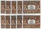Serienscheine DE 10 Scheine kpl. Quedlinburg , Notgeld Set -10 x 25 Pf. Alle Buchst.- unc-kfr. M-G 1089.1.b , SA -