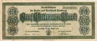 Inflation 1923 DE 5 Mio. Mk. Hamburg , Banknote 5 Millionen Mark Schein gbr. Keller 2109 , Hamburg 1923 -